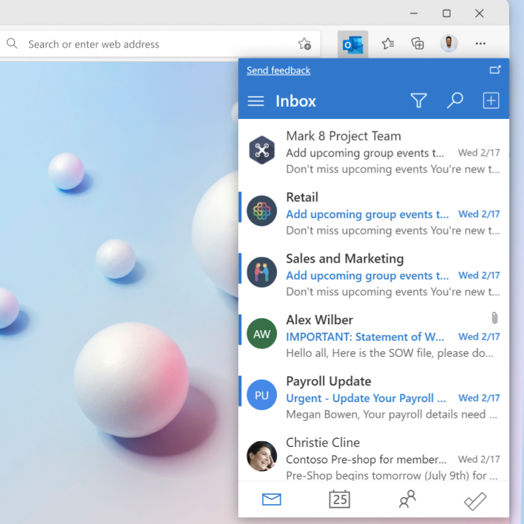 New Edge browser extension for Outlook aims to keep you informed while browsing.