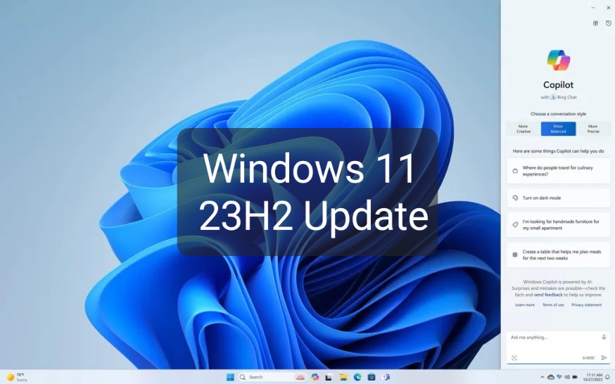 Windows 11 2023 Update (23H2) is now available.