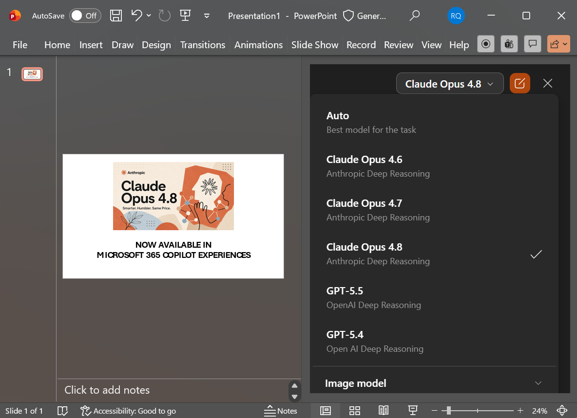 Claude Opus 4.8 now Available in Microsoft 365 Copilot
