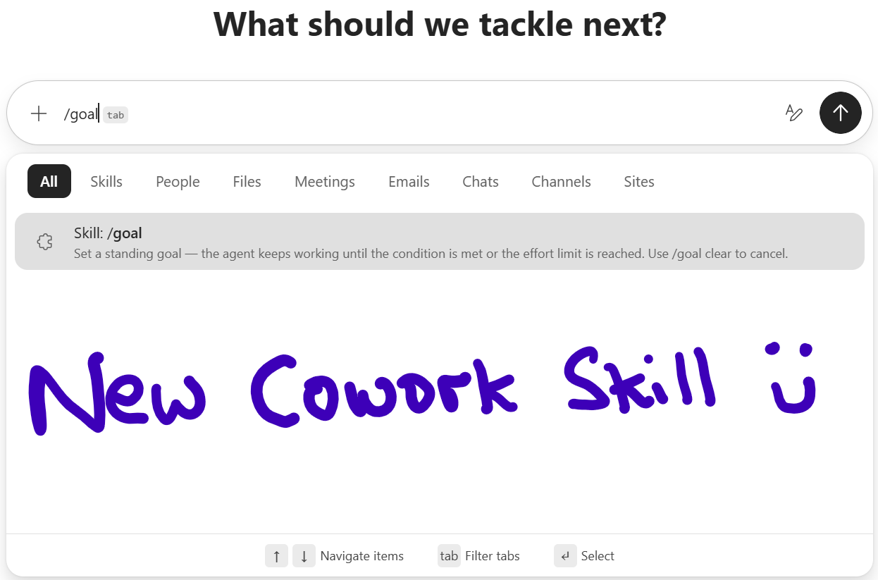New “Goals” skill for Copilot Cowork: